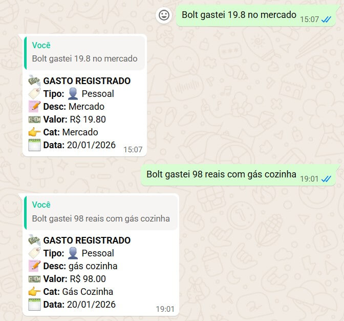 Gráfico de gastos mensais gerado por IA